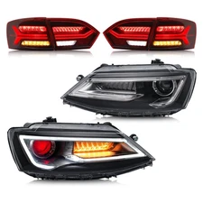 VLAND LED Projector Headlights & LED Tail Lights For 2011-14 Volkswagen VW Jetta