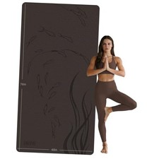 Extra Wide Thick Yoga Mat for Women and Men 76"x 40"x 10mm TPE Brown  Beige