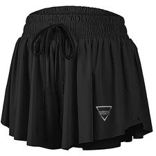 Womens 2 in 1 Flowy Athletic Shorts with Pocket Butterfly Running Workout Sho...