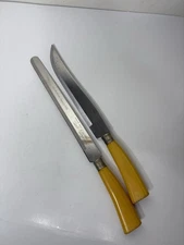 Vtg Bakelite Westall Richardson Sheffield Forever Sharp Bread & Carving Knives