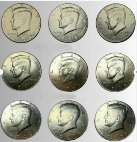 Kennedy Half Dollars • 9 Coin Lot • 1980–2023 • AU • Actual Coins