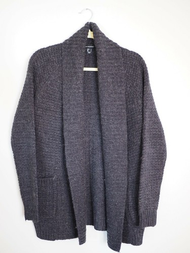 Grey Knit Open Front Cardigan Size 