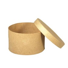 Pappmaché Schachtel box Dose mit Deckel rund, 7cm hoch, 11cm ø Pappe 