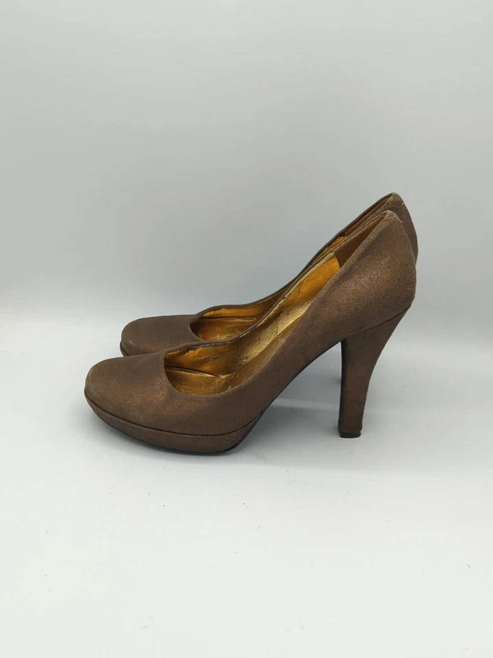 Guess женщин бронзовый коричневый каблуки размер 8,5 M переливающийся стиль официальный платье туфли  - Изображение 4 из 4