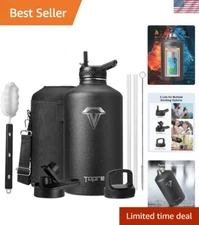 BPA-Free 128 oz Vacuum Insulated Water Jug with Leak-Proof Design & Three Lids