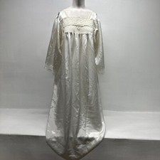 Christian Dior Dress Gown Pajamas Satin Lace Floral Ivory Vintage USA Size Large