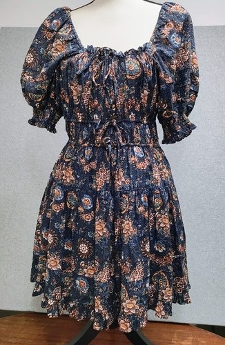 Ulla Johnson Juniper Mini Dress Dark Ditsy Floral Coquette Puff Sleeve Size 8 - Picture 12 of 14