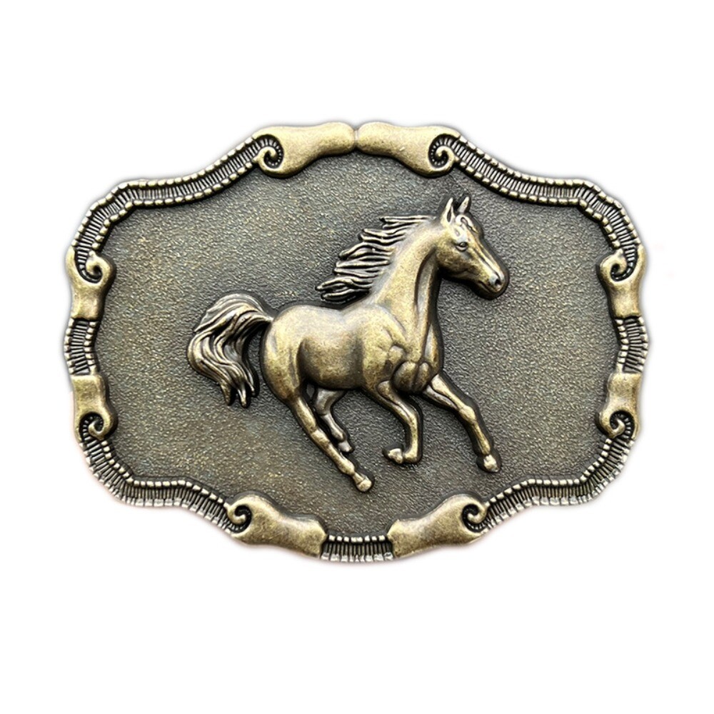 Western Belt Buckle for Men Women Cowboy Rodeo Vintage Style Metal Running Horse