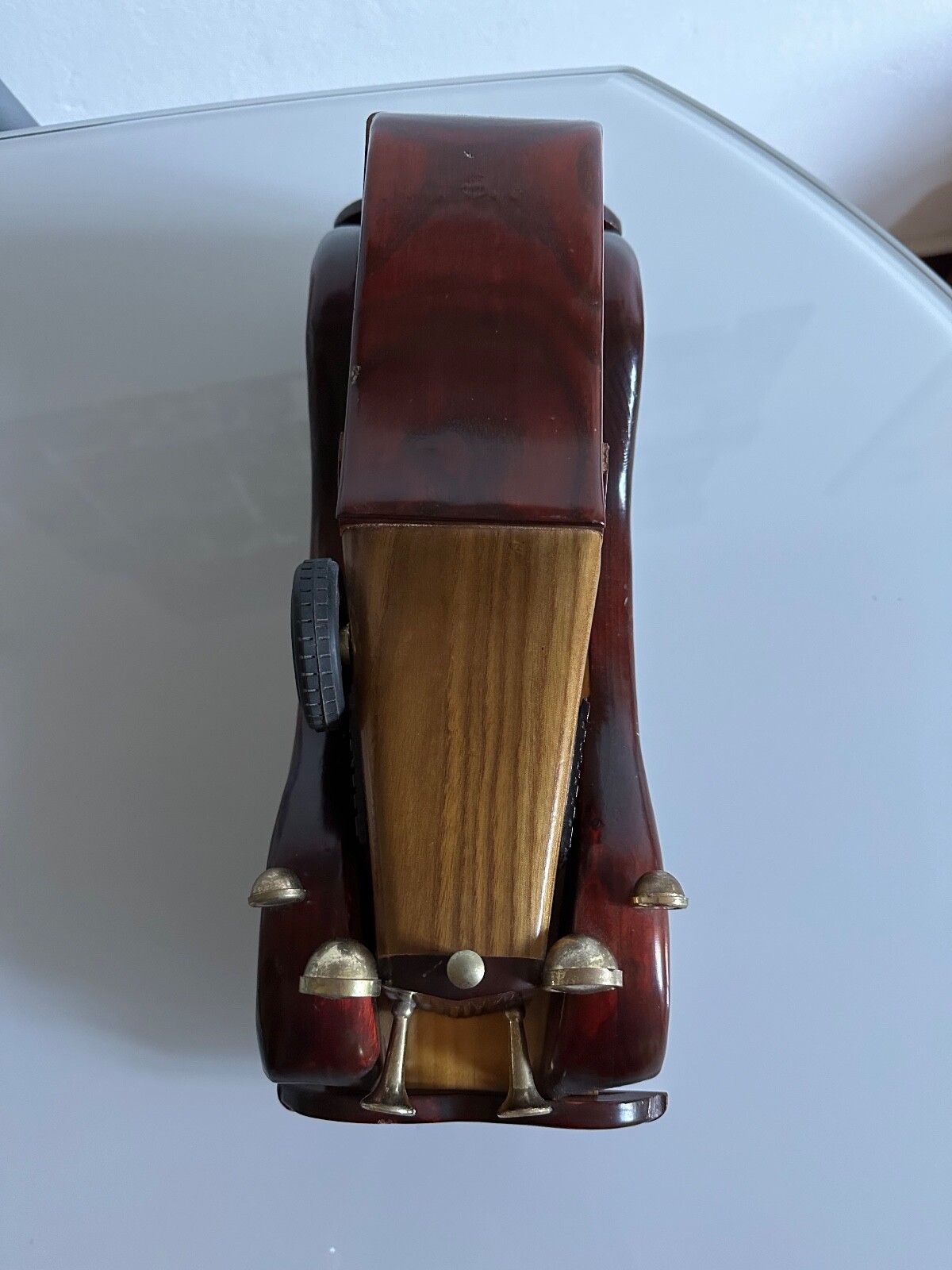 grande modello d'auto d'epoca (37x13x14 cm) in legno condizioni molto buone foto 3
