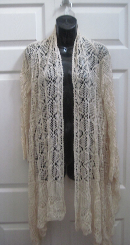CAMI Mujer XL Crochet Tejido Abierto Chaqueta Chal Beige Mangas Largas De Colección Nuevo - Imagen 6 de 19