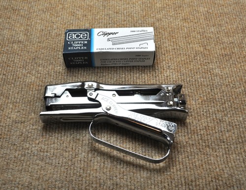 Ace Clipper 702 Hand Stapler Chrome Plated w/New Box of Staples, Works ...