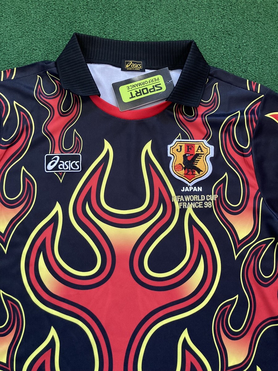 [超希少] 1998 サッカー 日本代表  背番号付き ゲームシャツ 炎 GK 🔥'Yoshikatsu Kawaguchi' Japan 1998 GK Flame Jersey