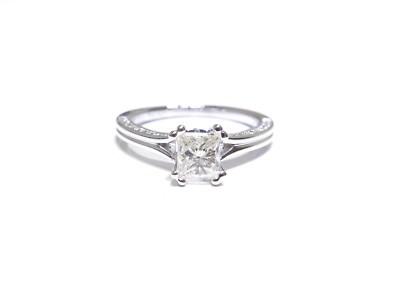 14k Weißgold 1,20tcw Princess-Schliff weißer Diamant quadratischer Kopf Liebe VeraWang Ring