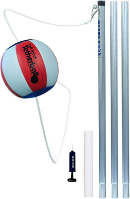 Portable Outdoor Red White and Blue Tetherball Set with Accessories (3-Piece Pol