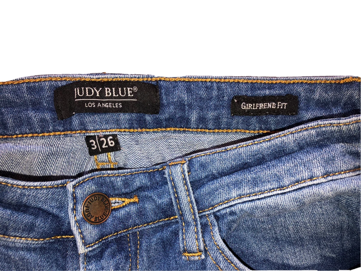 Judy Blues Girlfriend Fit Jeans Distressed Stretch Denim Womens Sz 3