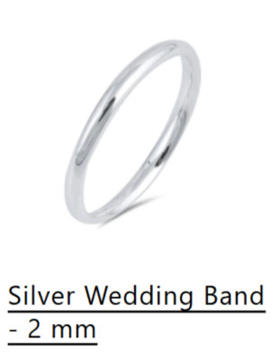 New Solid 925 Sterling Silver 2mm Wedding Band Ring size 3.5 Men or Women USA