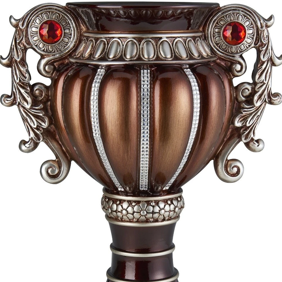 Jarrón urna de poliresina marrón bronce y plata de 18" Foto 4 de 4