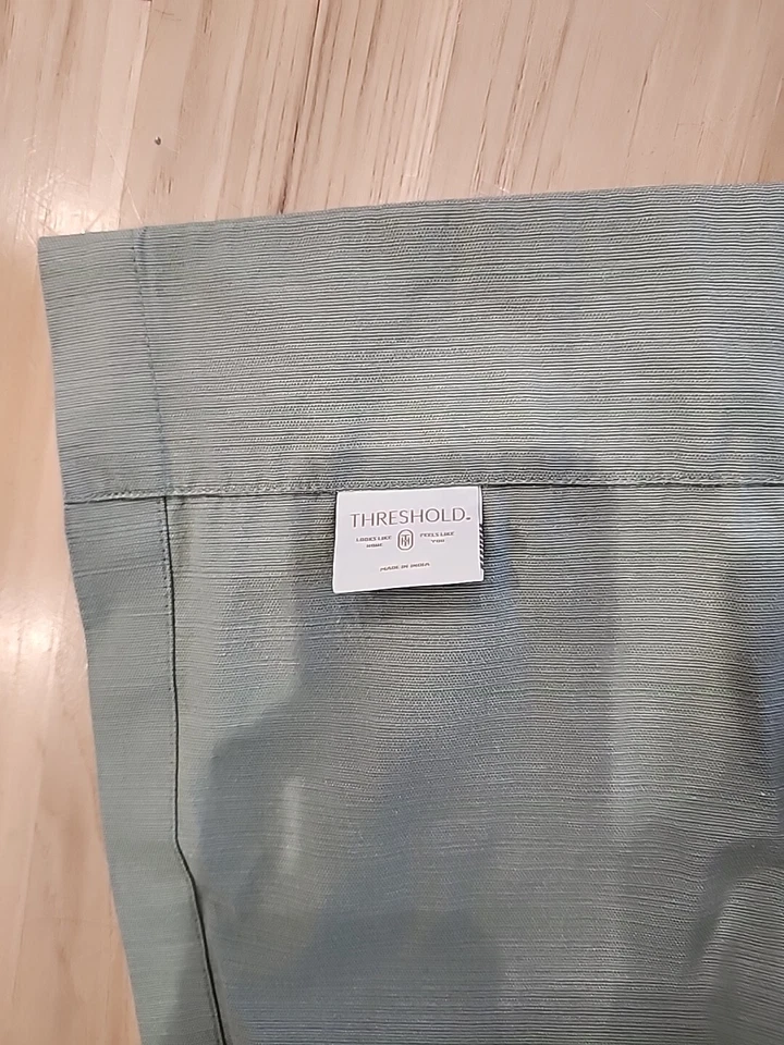 1 Umbral Verde Claro Panel Cortina Opaco Mezcla Algodón Barra Bolsillo 52x83 In  Foto 4 de 4