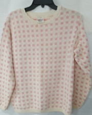 Aileen Women's Pullover Sweater Pink And Beige Made In USA Sz Medium