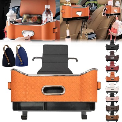 Multifunctional Car Seat Back Storage Box Headrest Rear Organizer & 2 Cup Holder
