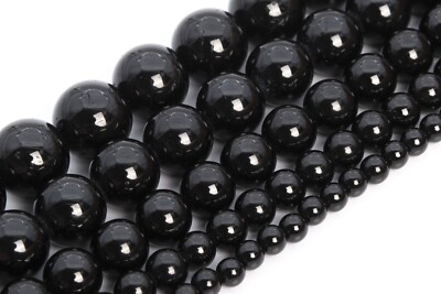 #ad Natural Black Tourmaline Beads Brazil Grade AAA Round Loose Beads 3 4 5 6 8 10MM $15.29
