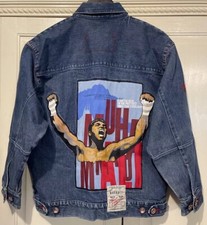 Fubu Jean Jacket Women Medium Platinum Muhammad Ali Denim Hip Hop Streets