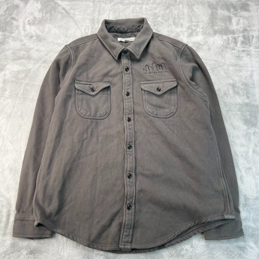 Outerknown Blanket Shirt Mens Size XL Gray Boston Embroidered Thick