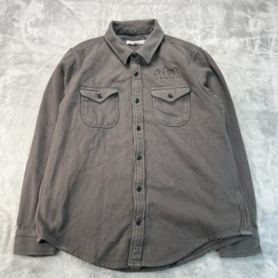 Outerknown Blanket Shirt Mens Size L Gray Boston Embroidered Thick