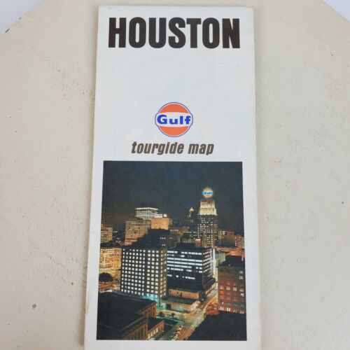 Vintage 1971 Gulf Houston Texas US City Street Gas Station Travel Road Map - Picture 1 of 4