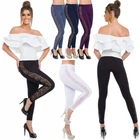 Womens Full Length Leggings with Lace Stripe Elegant Stretchy Pants 8-20 LPL