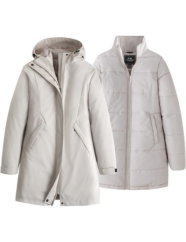 Ampake Women's Winter 3 in 1 Parka Coat Warm Puffer Liner Jacket Detachable Hood - Picture 23 of 46