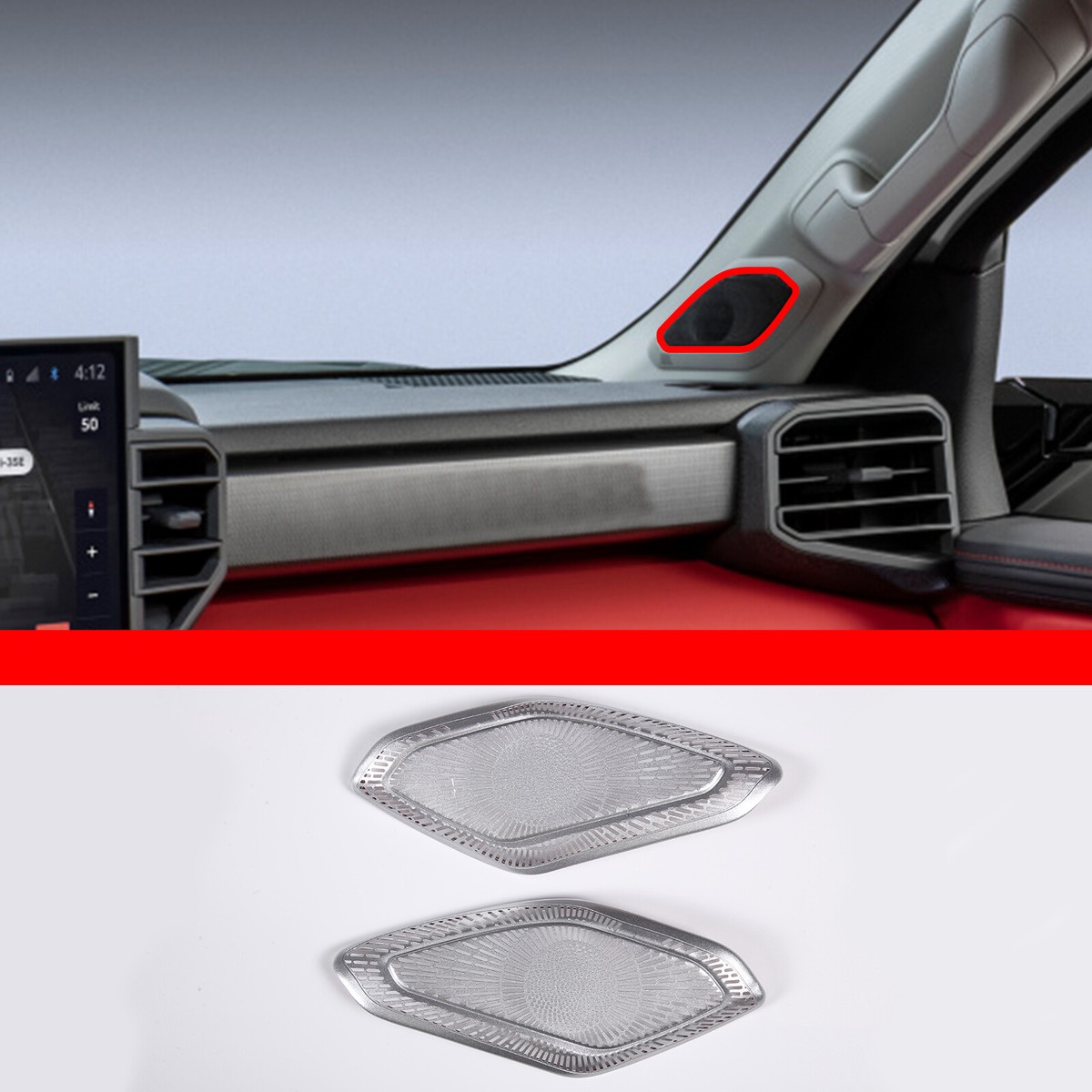 Stainless Steel Front A-pillar HornSpeaker Cover Trim For Toyot