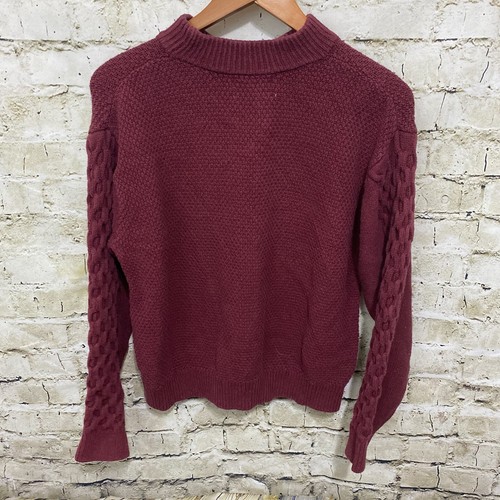 Urban Outfitters Womens Small Maroon Cable Knit Cotton Sweater - Picture 3 of 5