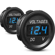 2 Pieces DC 12V Car Voltage Gauge LED Display Waterproof Voltmeter Digital Ro...