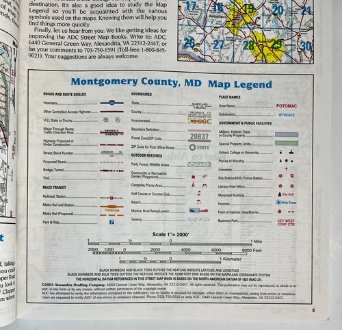 Montgomery Co County MD Street Map Atlas Book Maryland ADC 2003 34ª edición - Imagen 3 de 7