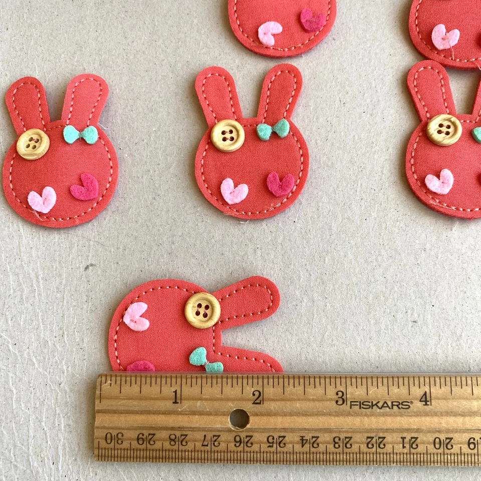 Apliques/parches para cabeza de conejo rojo 6 piezas para costura/pin de pelo/artesanías Foto 4 de 4