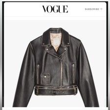 Nwt Sandro Shay Cropped Leather Jacket Size 0 / Us 2 