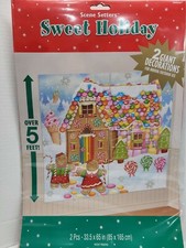 Gingerbread Candy House Wall Scene Setter Christmas Party Decorations 5 Ft Tall