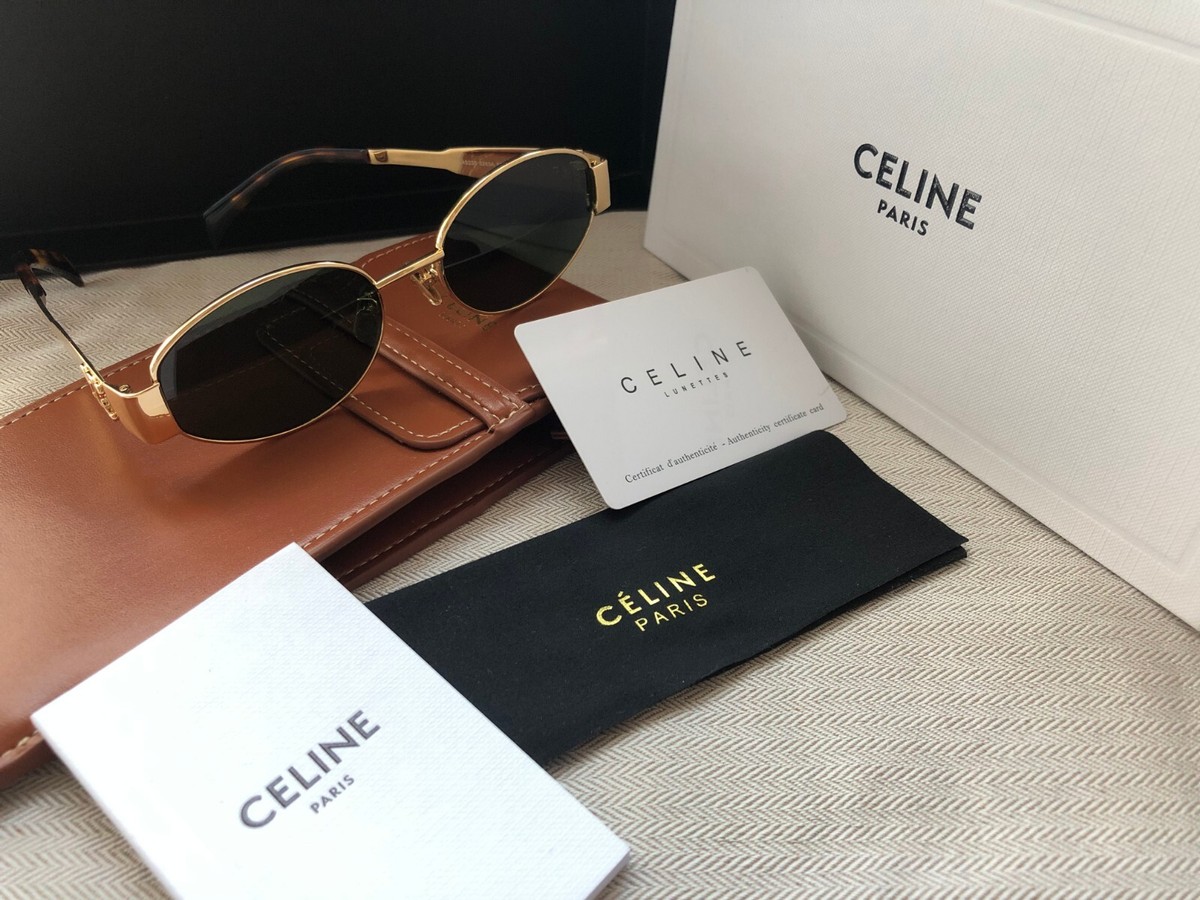 Celine Boutiques Lunettes CELINE Triomphe Oval Sunglasses In Metal