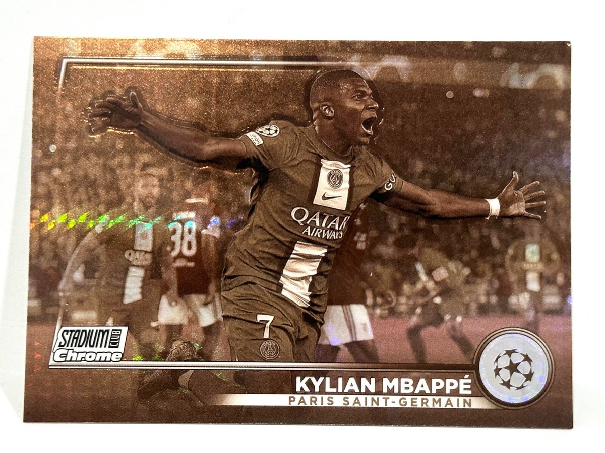 2022-23 Topps Stadium Club Chrome UCL Kylian Mbappe Sepia Prism