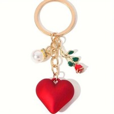 Fashion Red Love Heart Rose Pendant Keychain Pendant Car Keychain Gift Women New