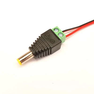 P2G MALE 2.1MM X 5.5MM DC POWER CONNECTOR for CCTV/REPAIRS - YELLOW SPRING TIP
