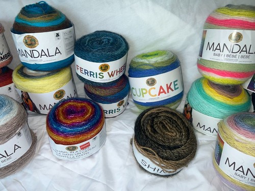 Lot 15 Lion Brand Yarn Cakes Mandala baby Shimmer, Ferris Wheel Cupcake - Picture 6 of 9