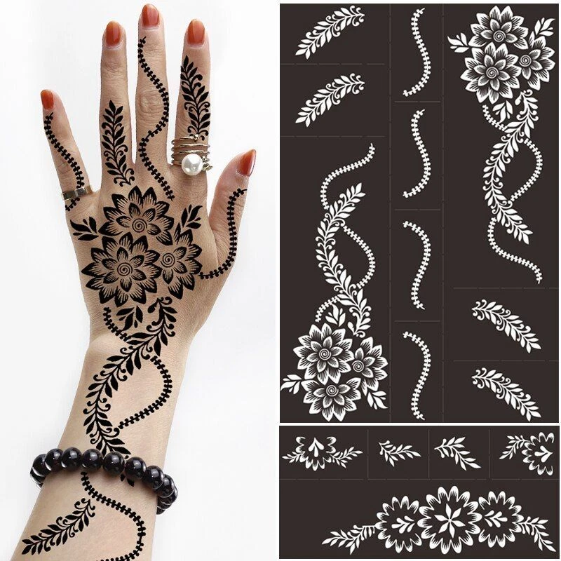 Aggregate 151+ mehndi stencil stickers super hot POPPY