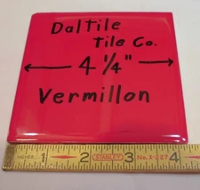 1 pc. Glossy Ceramic Tile *Vermillon*by Daltile...4-1/4" Brilliant Red Color  