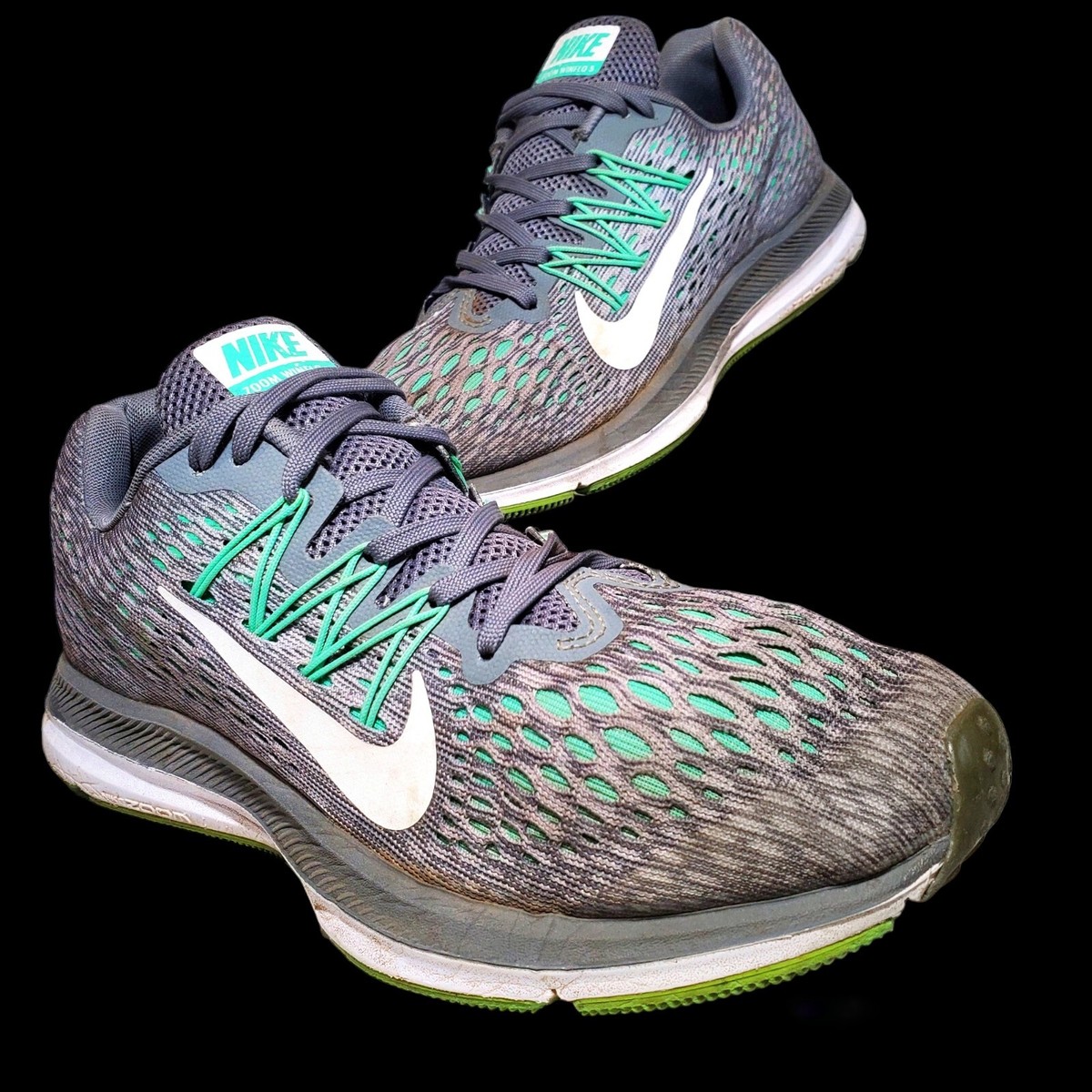 Nike Zoom Winflo Gray Green Womens Running Shoe Sneakers US Size