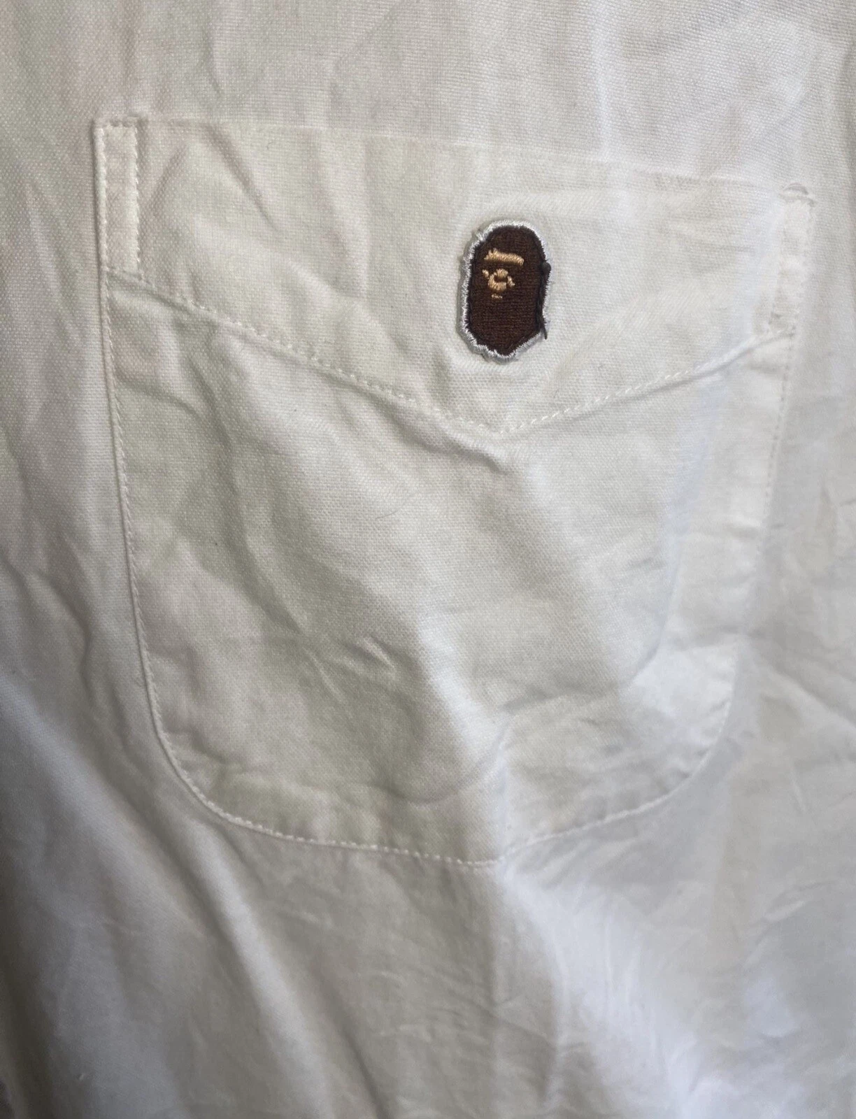 A BATHING APE (BAPE) Camicia abito vintage Bape A Bathing Ape Classics bianca manica corta XL abbottonata