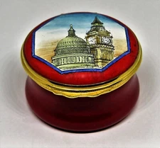 HALCYON DAYS ENGLISH ENAMEL BOX- US CAPITOL & BRITISH PARLIAMENT -BIG BEN- LEGAL