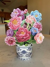 Pop up Flower Card, 3D Paper Flowers Bouquet   14" Peony, Birthday, Mother  S Day