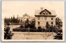 Gwinn Michigan~School?~Brick Home w/Big Dorner Fenced Off~RPPC c1922
